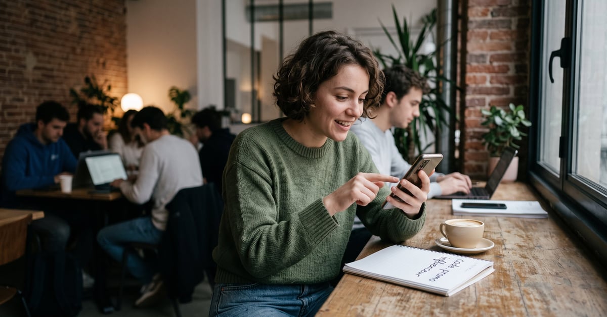 Influenceur partageant un code promo pour réussir l'examen du code de la route en ligne