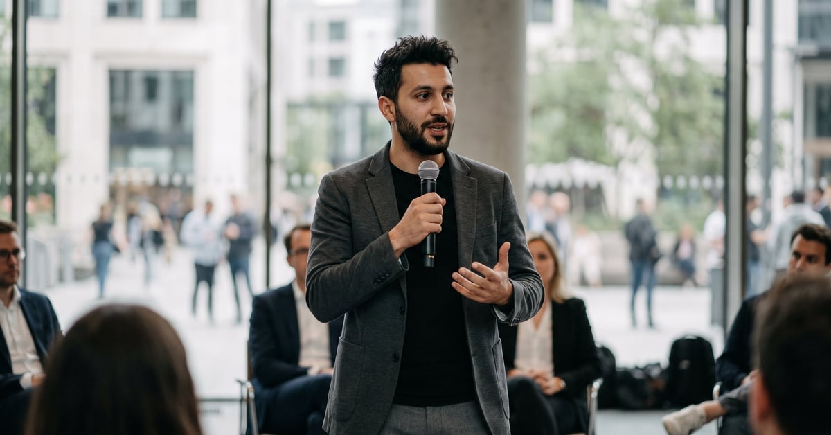 Influenceur Mehdi en action, créateur de contenu moderne dans un cadre contemporain