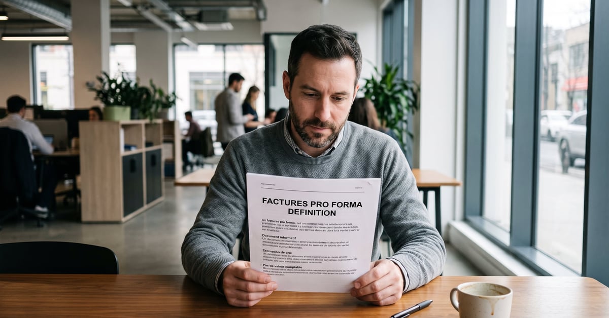 Facture pro forma posée sur un bureau professionnel moderne — définition et rôle du document commercial