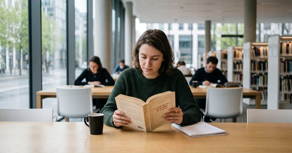 Livre blanc ouvert sur un bureau moderne – définition et utilité en marketing